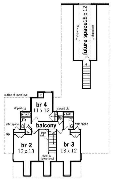 Second Floor Plan for House Plan #487003