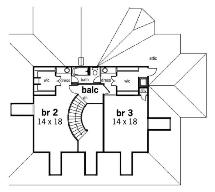 Second Floor Plan for House Plan #480043