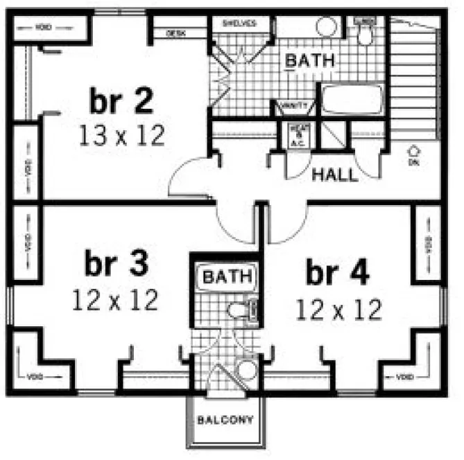 Second Floor Plan for House Plan #481092
