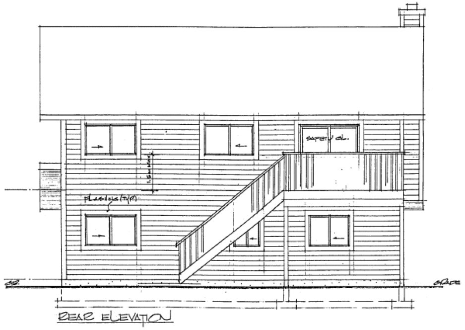 Rear Elevation for House Plan #200298