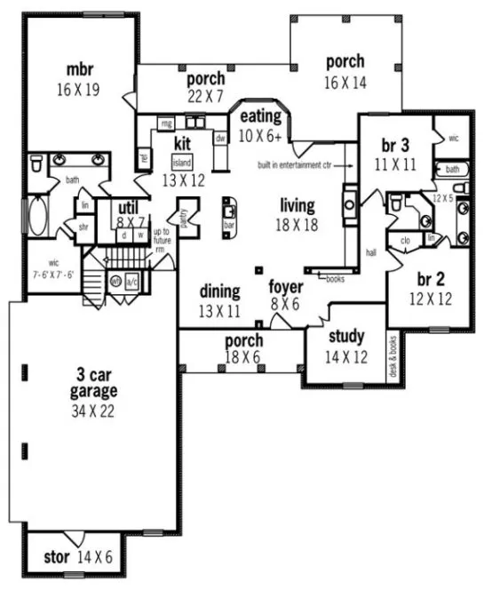 Main Floor Plan for House Plan #487112