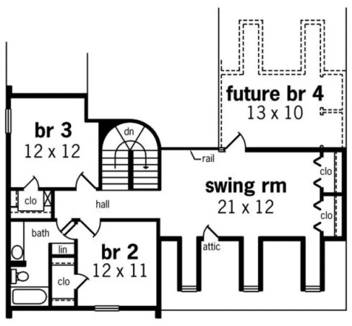Second Floor Plan for House Plan #483042