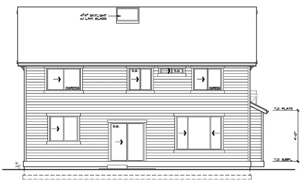 Rear Elevation for House Plan #332590