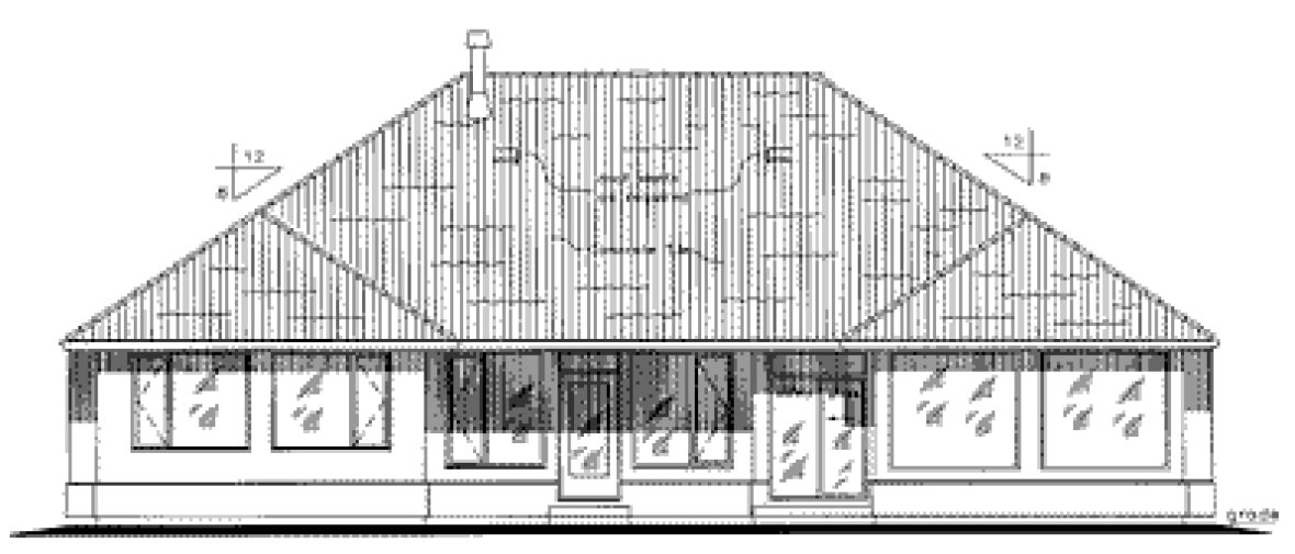 Rear Elevation for House Plan #138544