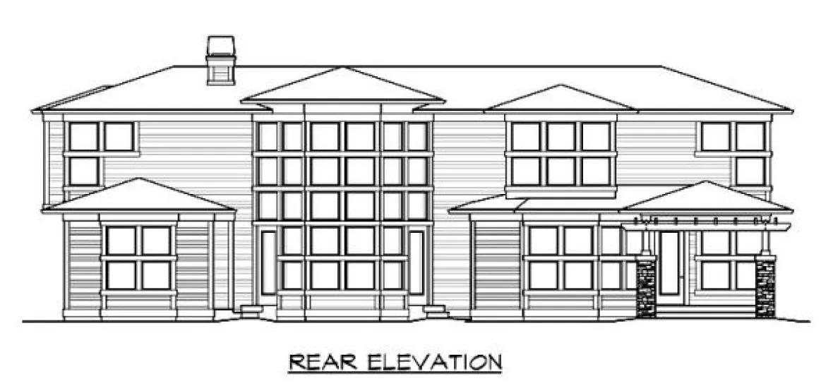 Rear Elevation for House Plan #335934