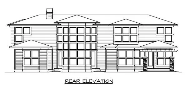 Rear Elevation for House Plan #335934