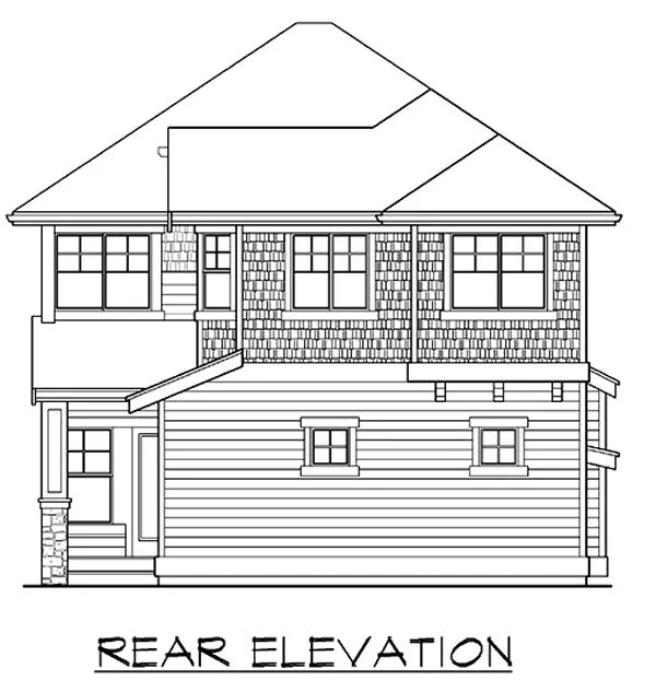 Rear Elevation for House Plan #332103