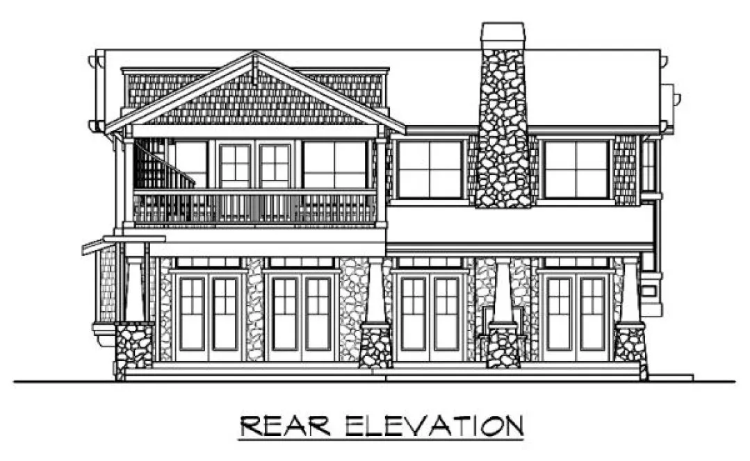 Rear Elevation for House Plan #332543