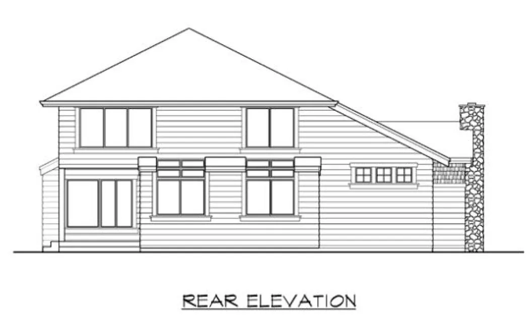 Rear Elevation for House Plan #330153