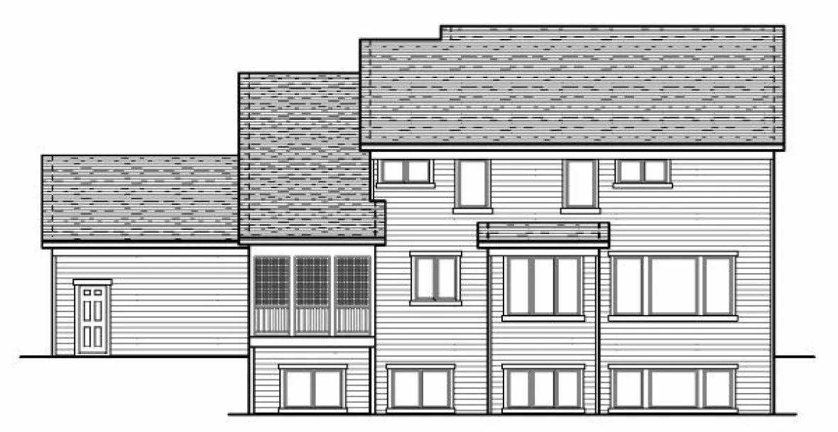 Rear Elevation for House Plan #289182