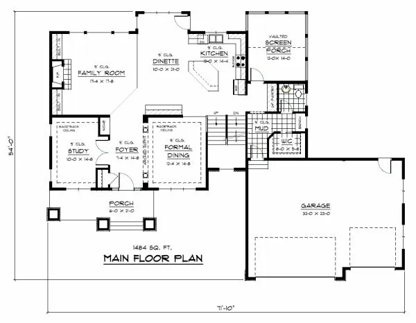 Main Floor Plan for House Plan #289182