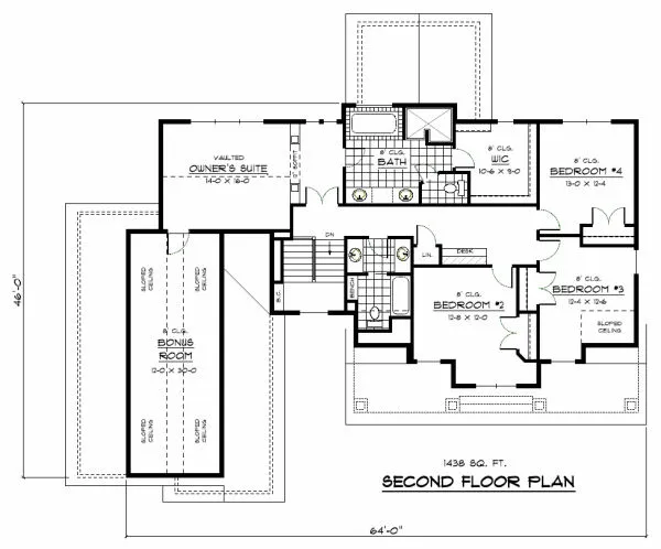 Second Floor Plan for House Plan #285192