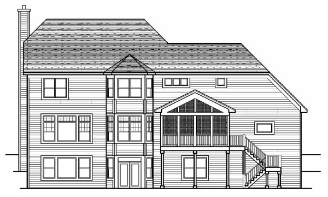 Rear Elevation for House Plan #289123