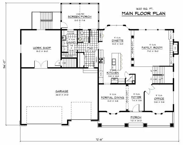 Main Floor Plan for House Plan #289123