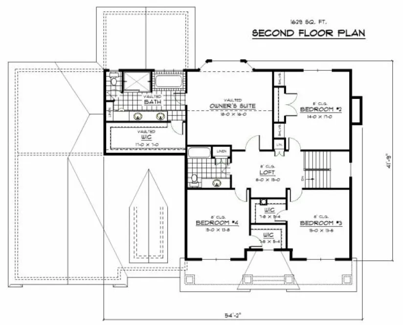 Second Floor Plan for House Plan #289123
