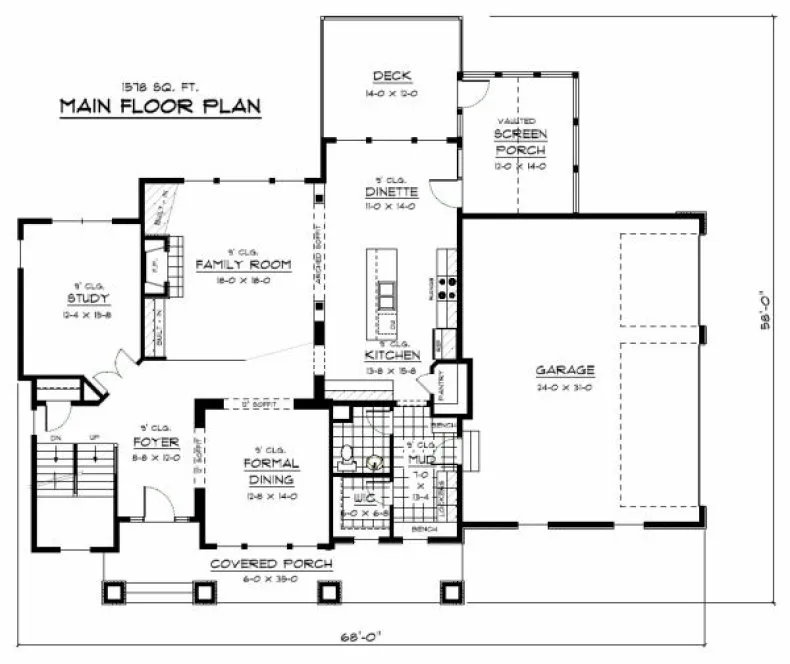 Main Floor Plan for House Plan #287053