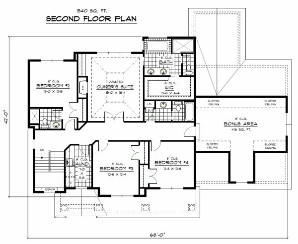 Second Floor Plan for House Plan #287053