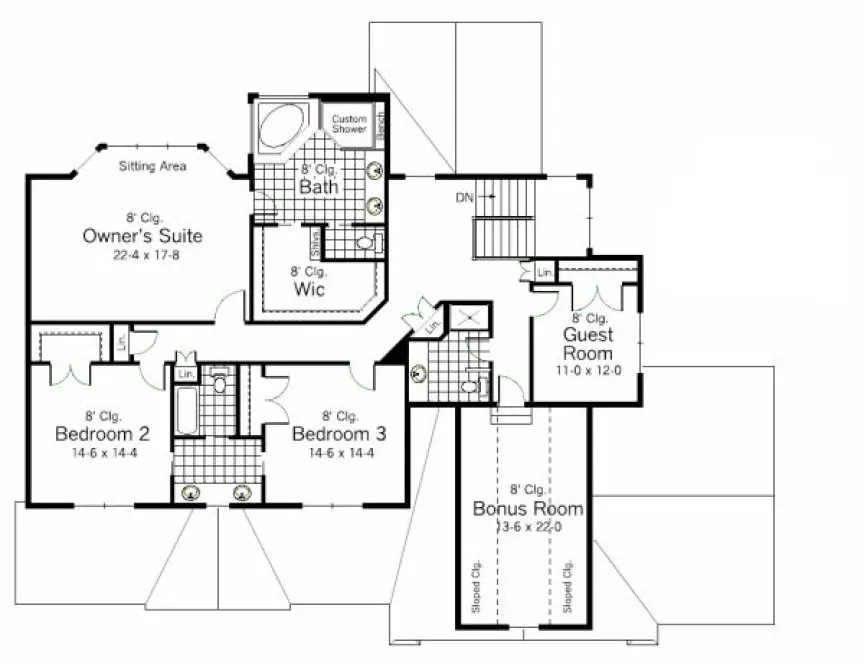 Second Floor Plan for House Plan #288063