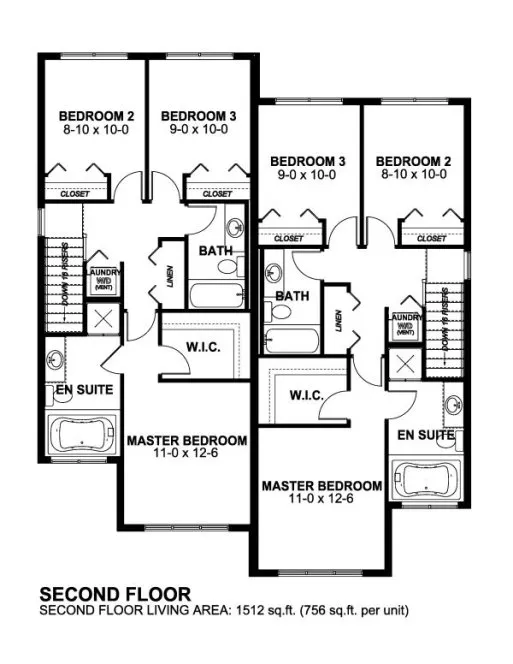 Second Floor Plan for House Plan #195226