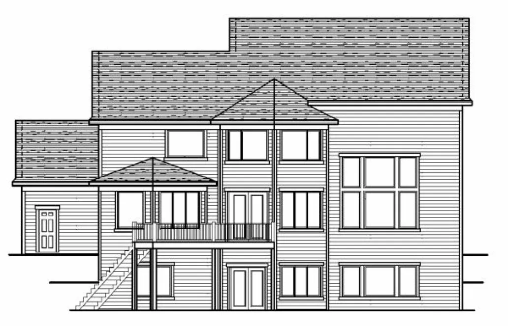 Rear Elevation for House Plan #283093