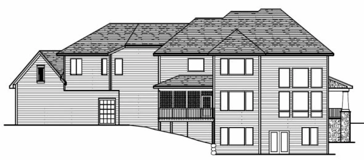 Rear Elevation for House Plan #286014