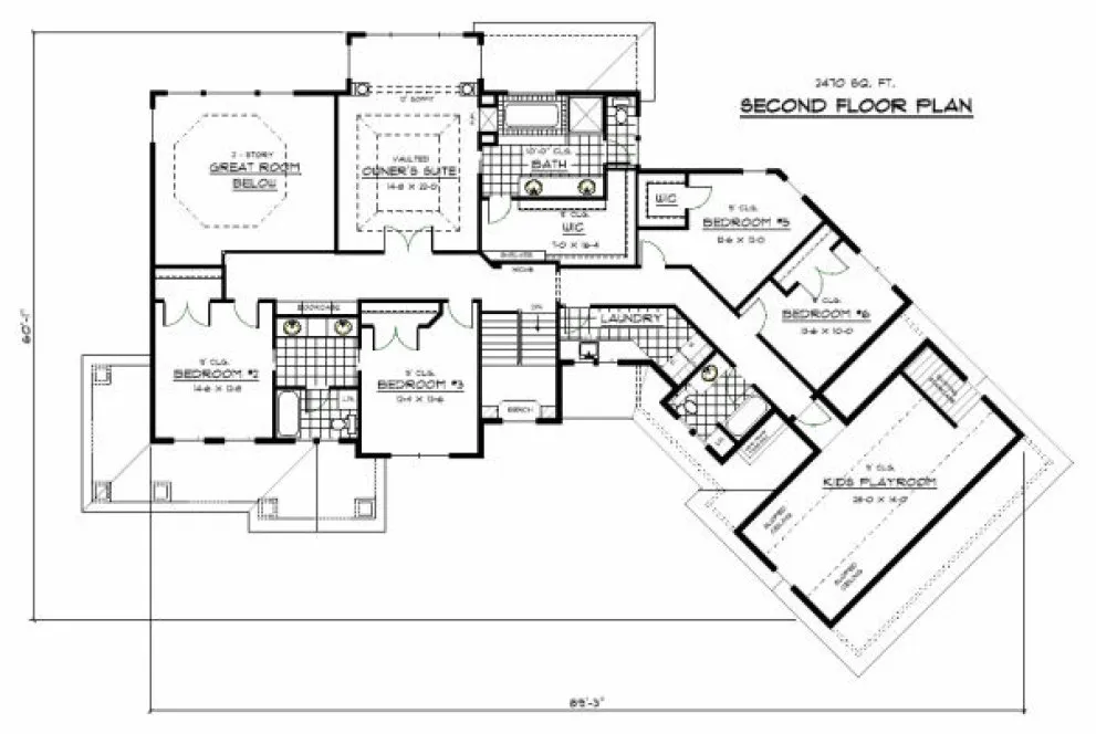 Second Floor Plan for House Plan #286014