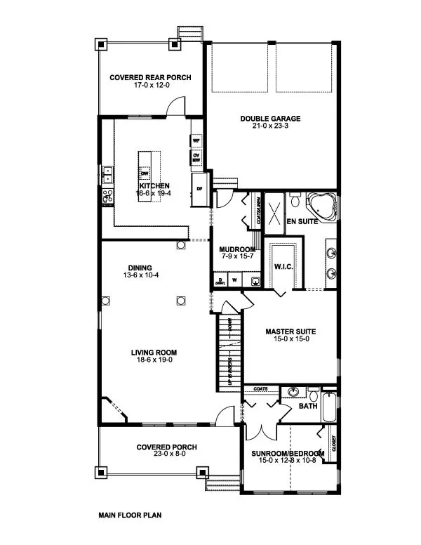 Main Floor Plan for House Plan #195222