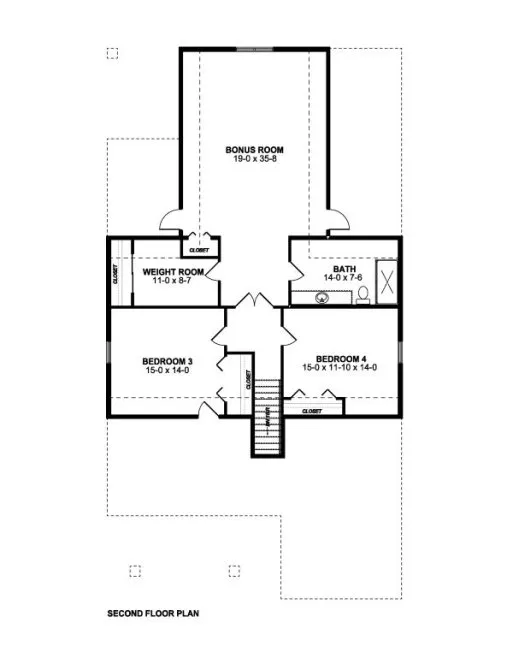 Second Floor Plan for House Plan #195222