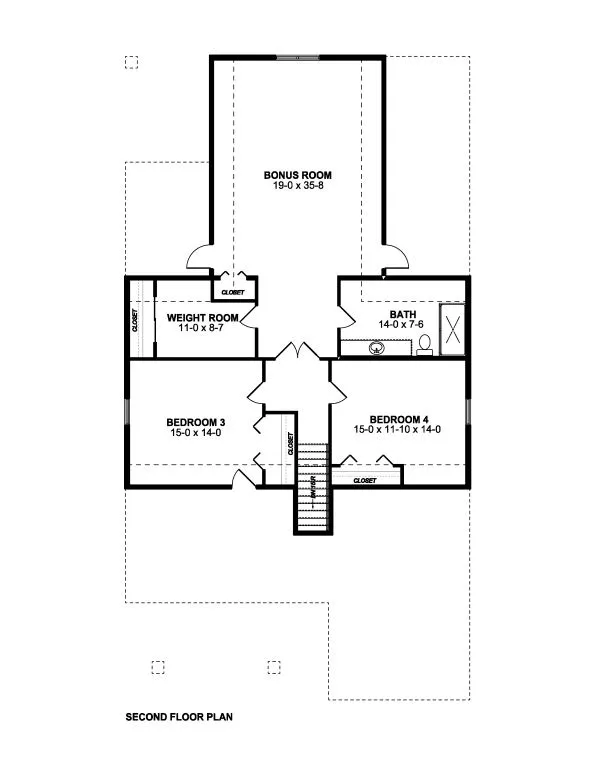 Second Floor Plan for House Plan #195222