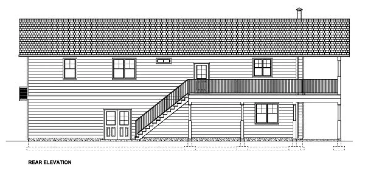 Rear Elevation for House Plan #195254