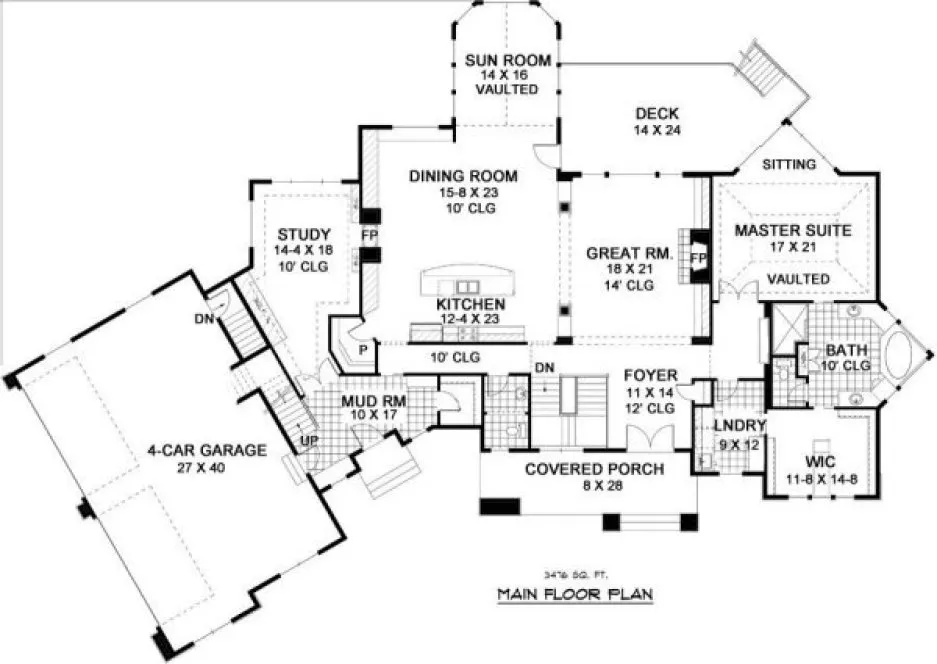 Main Floor Plan for House Plan #280057