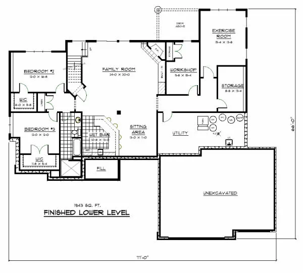 Basement Plan for House Plan #282044
