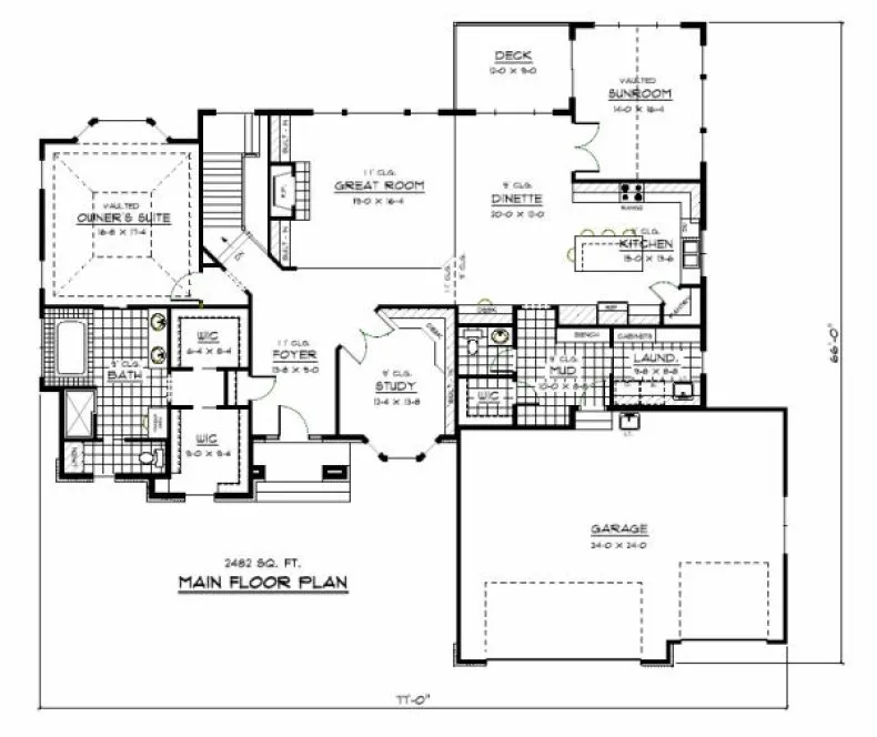 Main Floor Plan for House Plan #282044