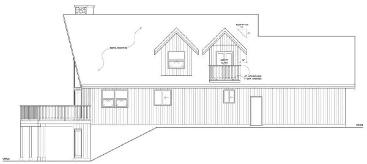 Left Elevation for House Plan #102017