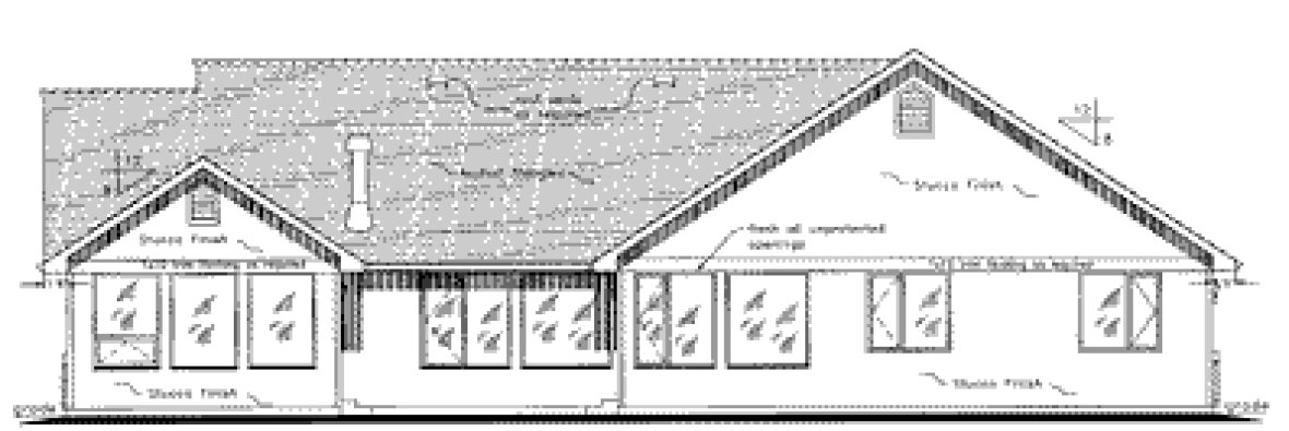 Rear Elevation for House Plan #136154