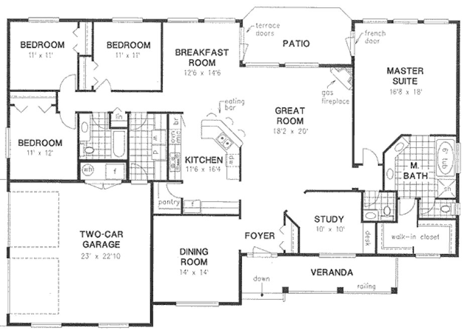 Main Floor Plan for House Plan #136154