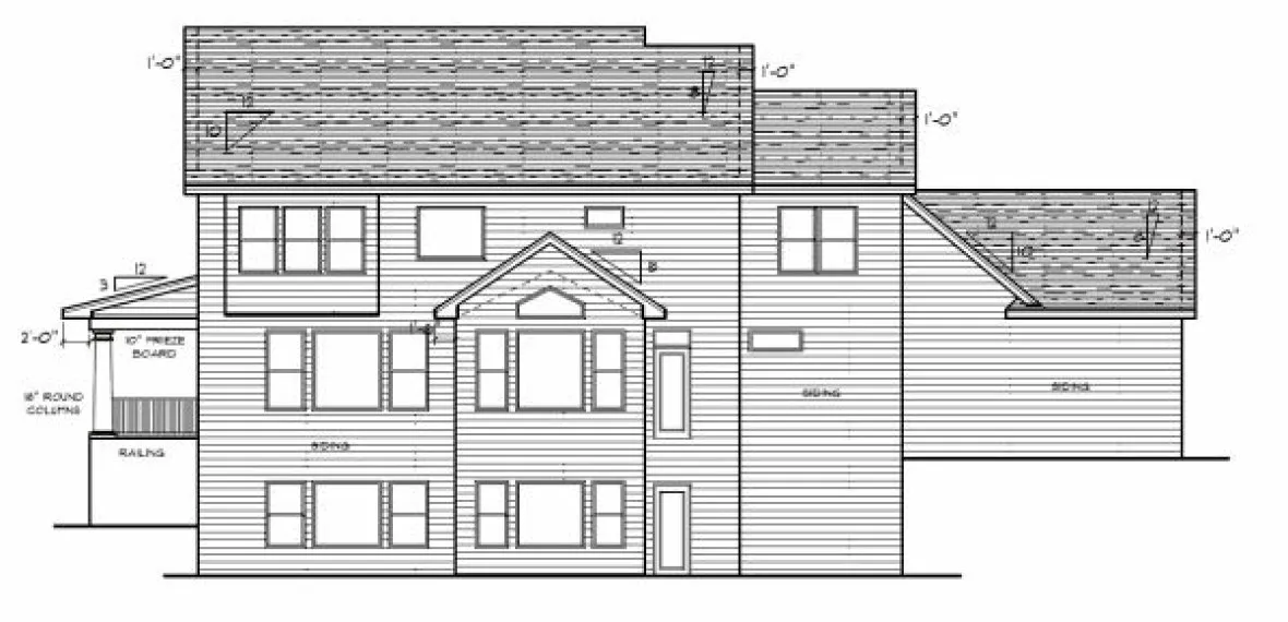 Rear Elevation for House Plan #280182