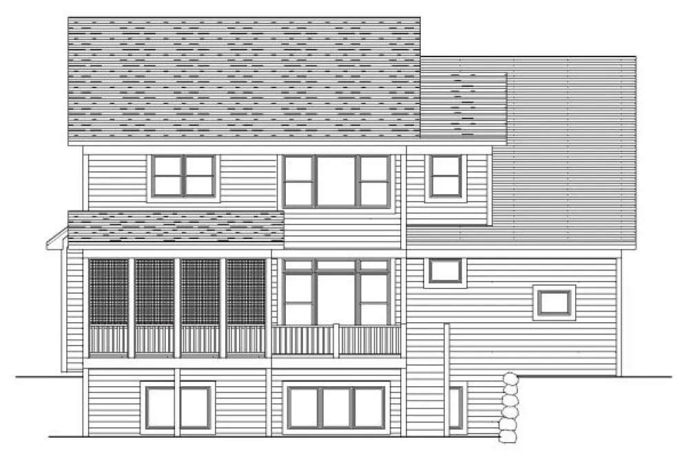 Rear Elevation for House Plan #281282
