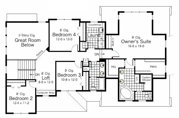 Second Floor Plan for House Plan #287192