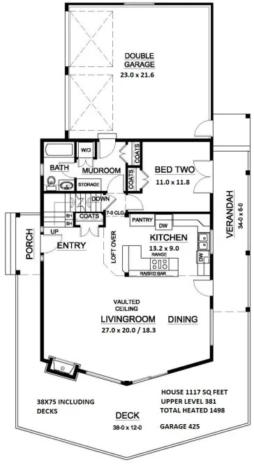 Main Floor Plan for House Plan #102018