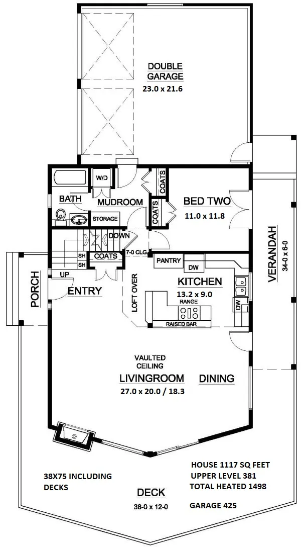Main Floor Plan for House Plan #102018