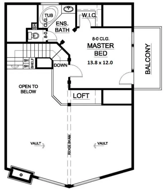 Second Floor Plan for House Plan #102018