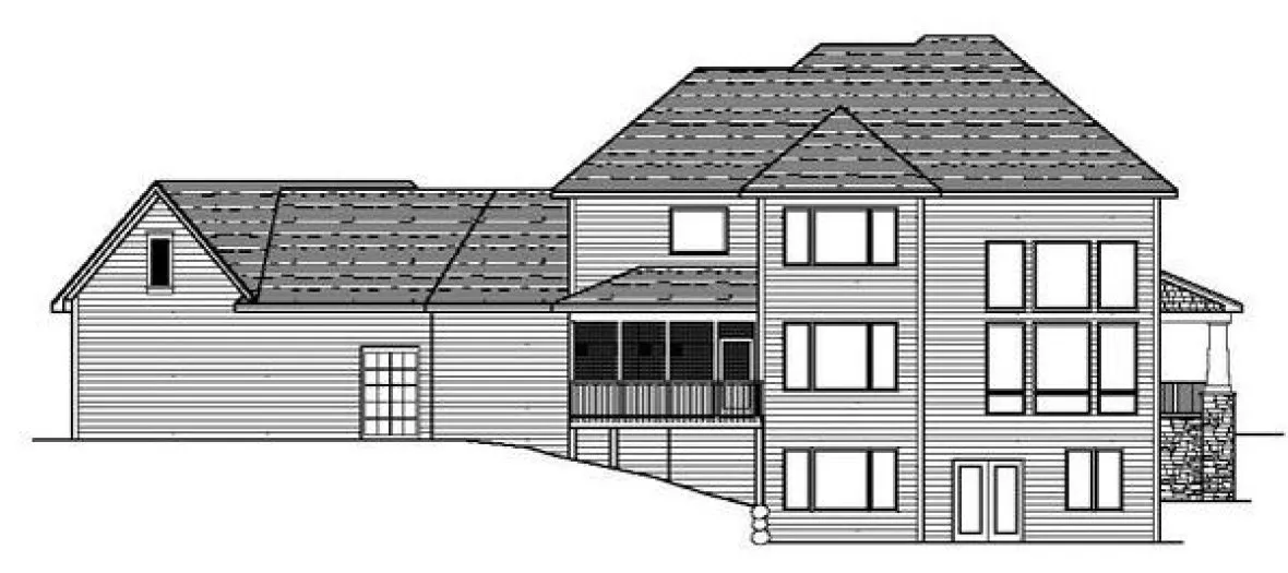 Rear Elevation for House Plan #282123