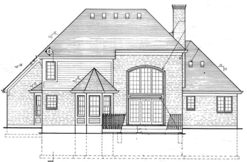Rear Elevation for House Plan #536010