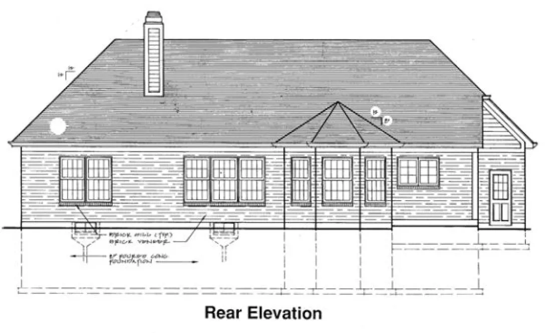 Rear Elevation for House Plan #530510
