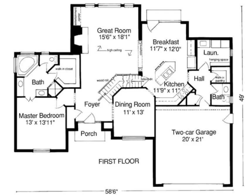 Main Floor Plan for House Plan #534410