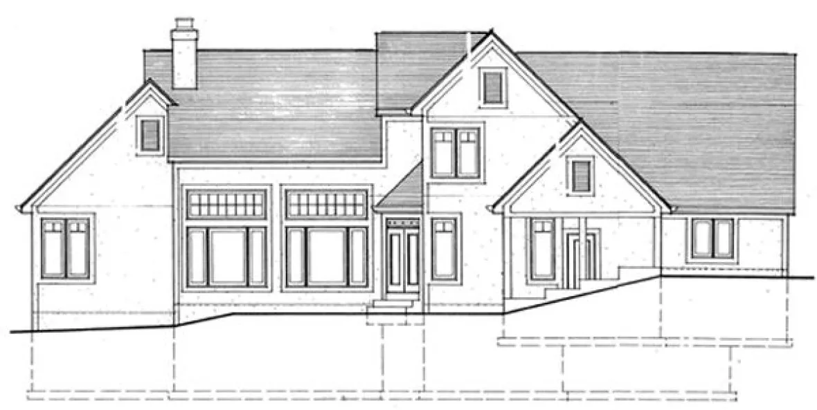 Rear Elevation for House Plan #536110