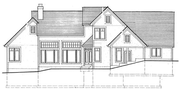 Rear Elevation for House Plan #536110