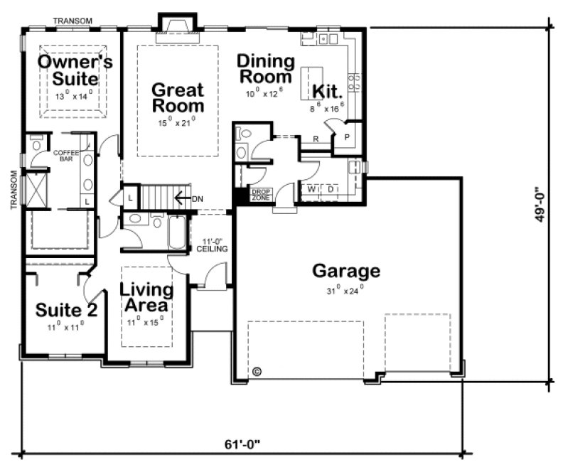 Main Floor Plan for House Plan #156132