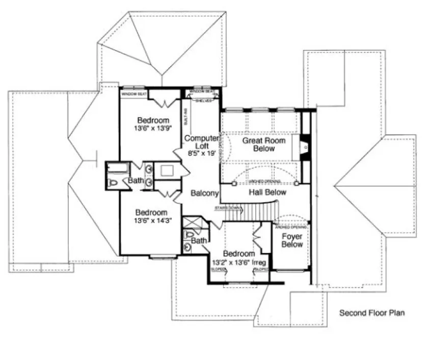 Second Floor Plan for House Plan #535730